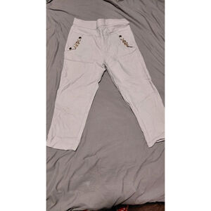 Women's Unbranded Gray Ankle & Cropped Pants with Gold Accents S